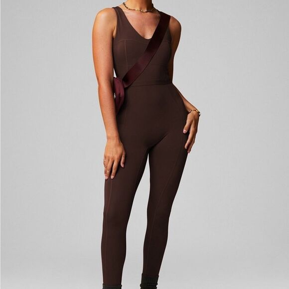 Fabletics Onesie Motion365+ Jumpsuit brown size M NWT in packaging - Picture 4 of 7